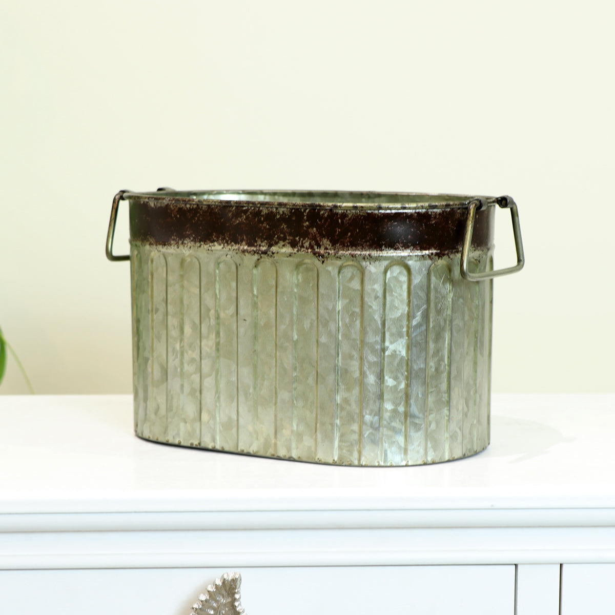 Small Rustic Metal Bucket Planter Pot