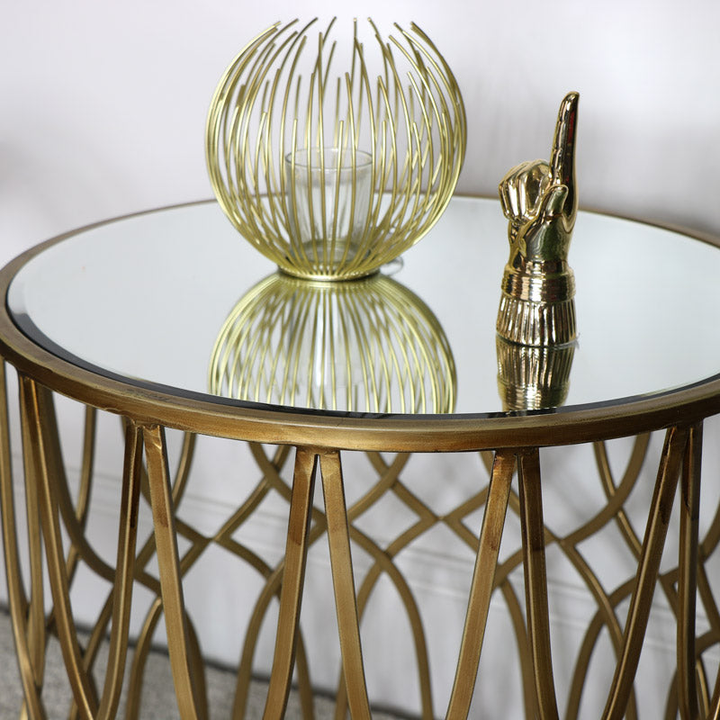 Gold Mirrored Ornate Side Table