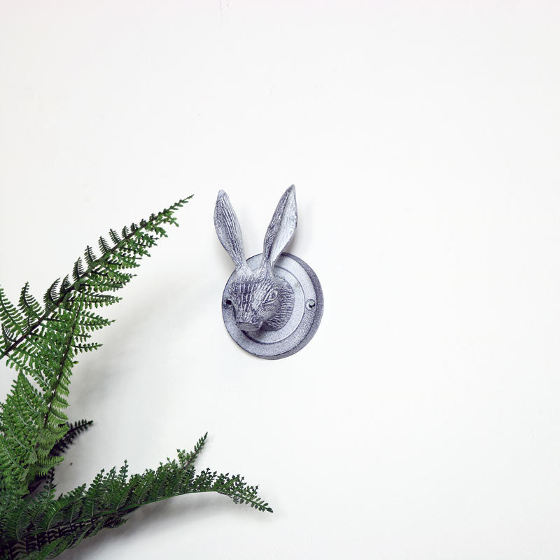 Grey Hare Head Coat Hook