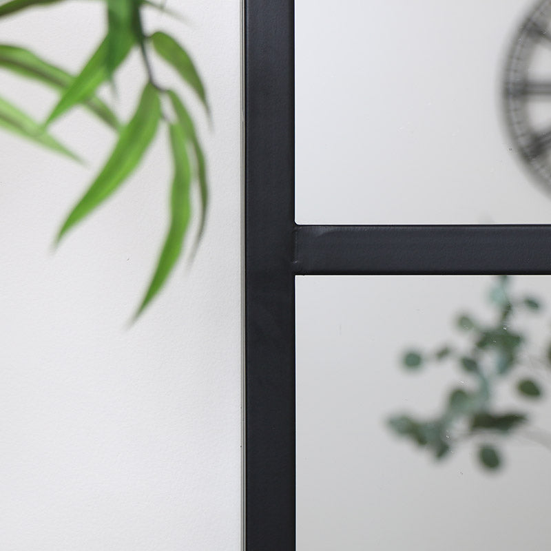 Large Black 4 Panel Window Mirror