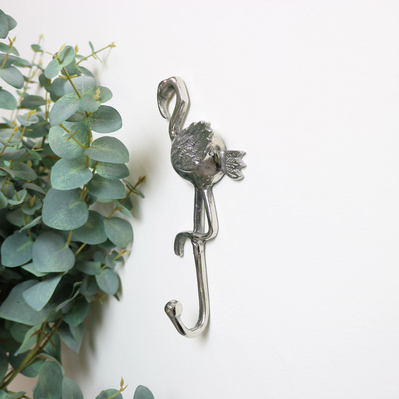 Silver Flamingo Wall Hook