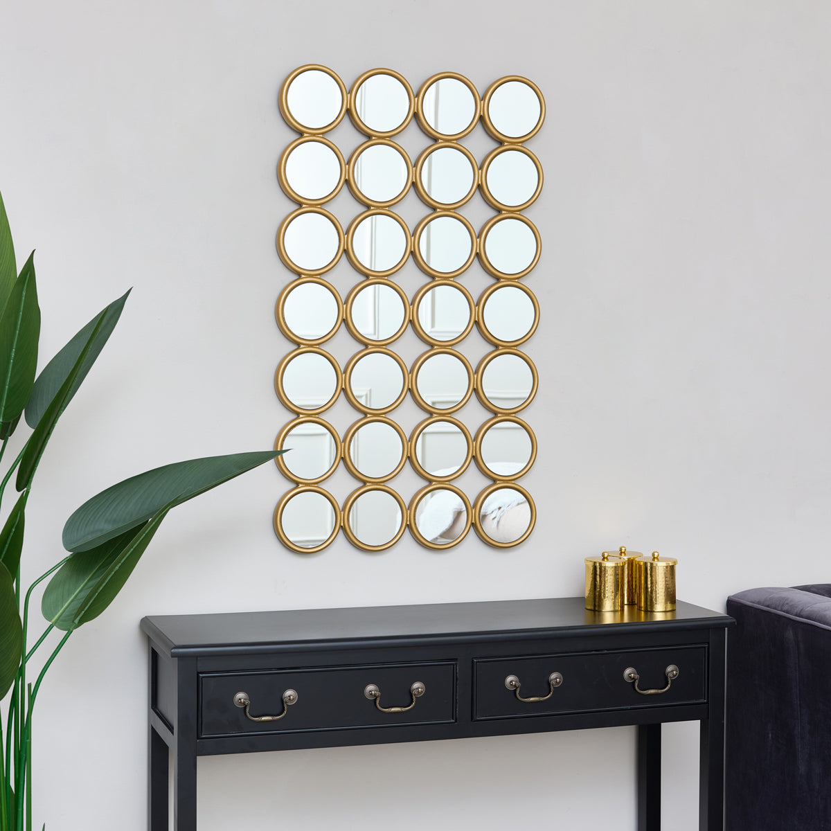 Large Gold Multi Circle Wall Mirror 95cm x 55cm