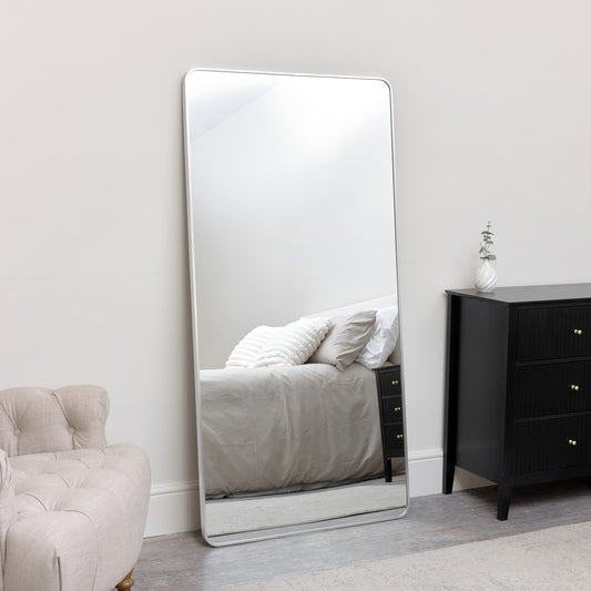  Large Silver Curved Framed Wall / Leaner Mirror 160cm x 80cm 