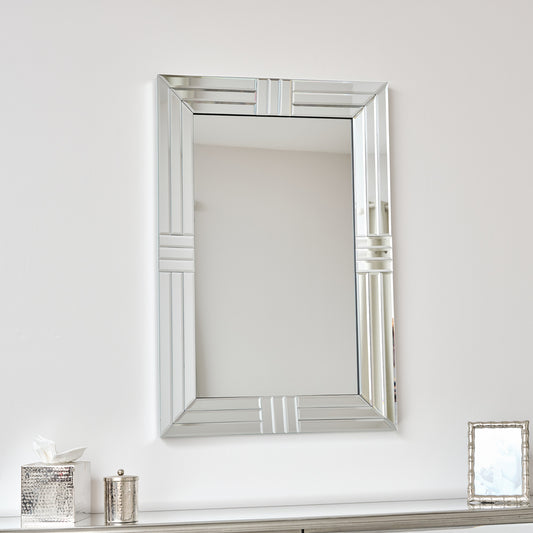Large Frameless Bevelled Rectangular Wall Mirror 60cm x 90cm
