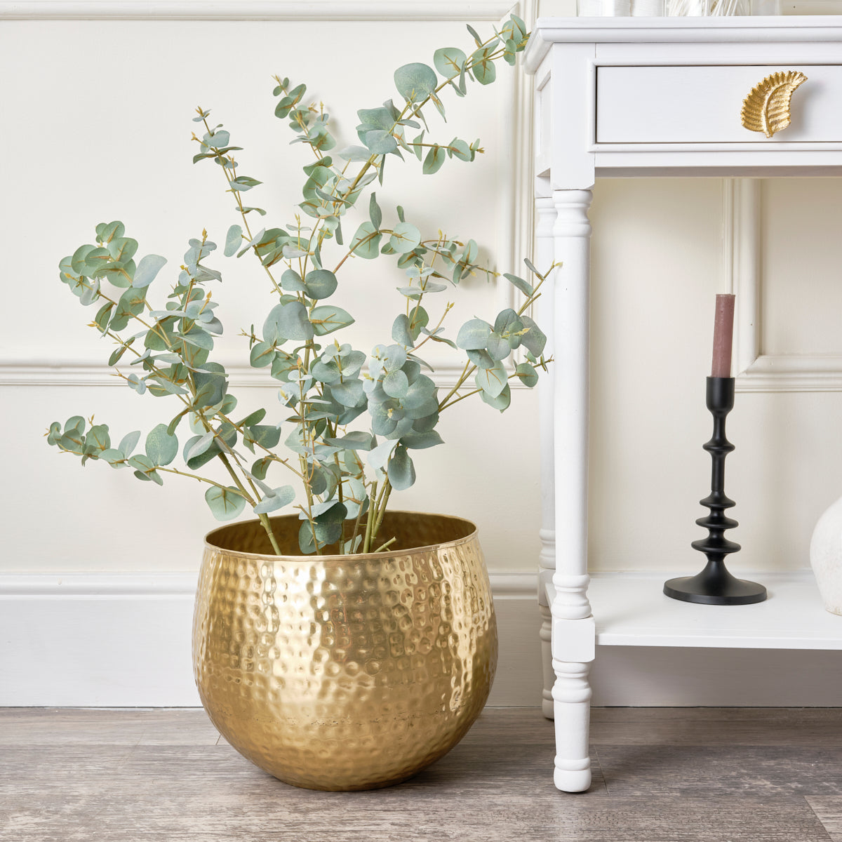 Medium Gold Hammered Metal Planter