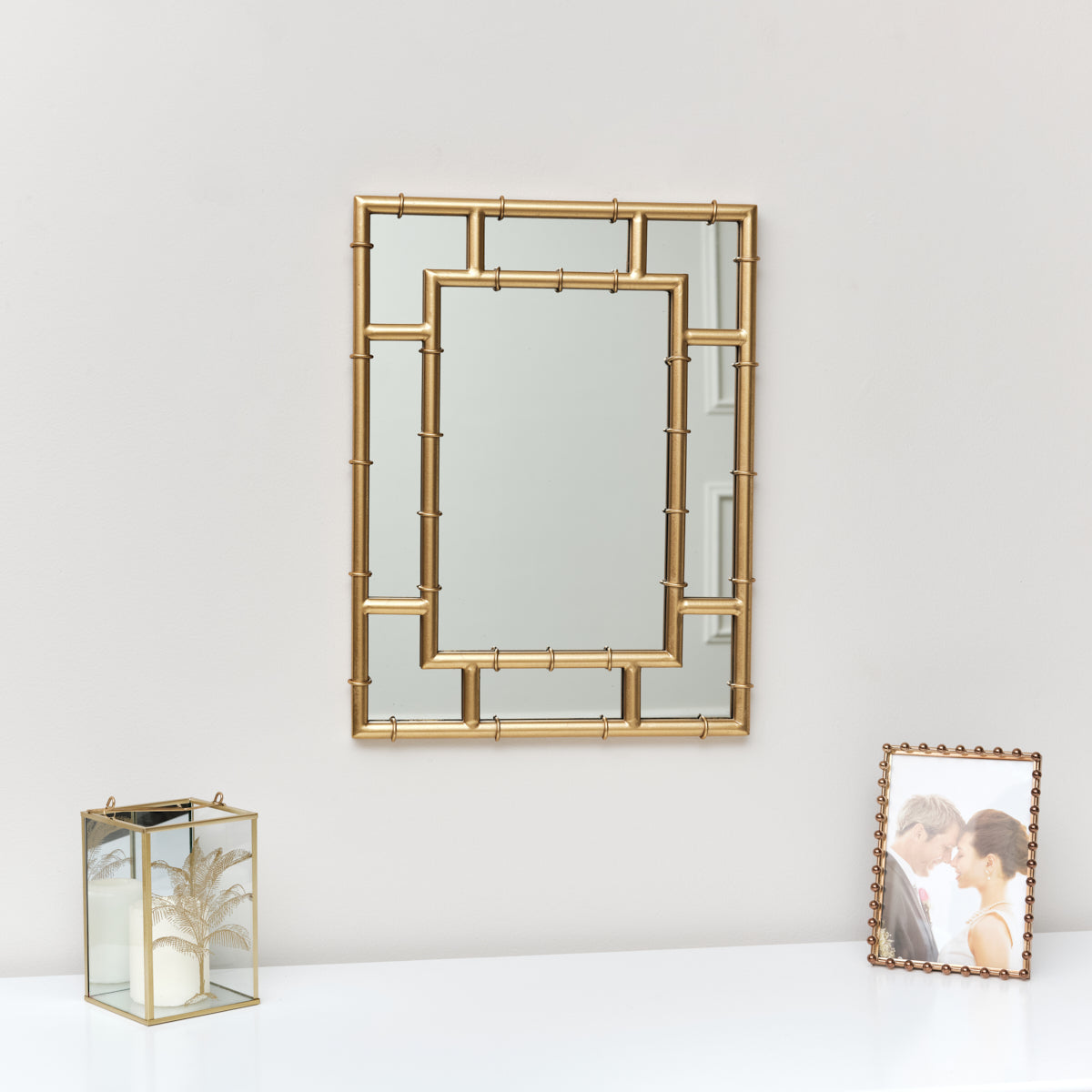 Gold Bamboo Style Framed Wall Mirror 34cm x 45cm