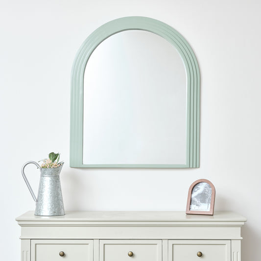 Large Green Arched Wall Mirror - 90cm x 75cm