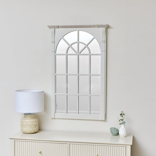  Large Cream Window Style Wall Mirror - Lyon Range 66cm x 100cm 
