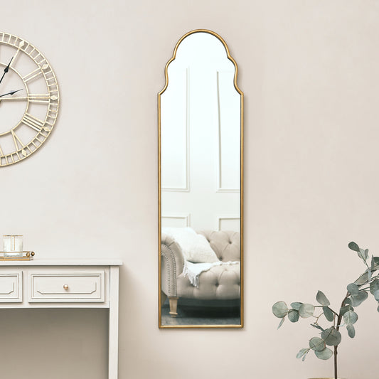 Tall Slim Gold Arch Wall Mirror 133cm x 38cm