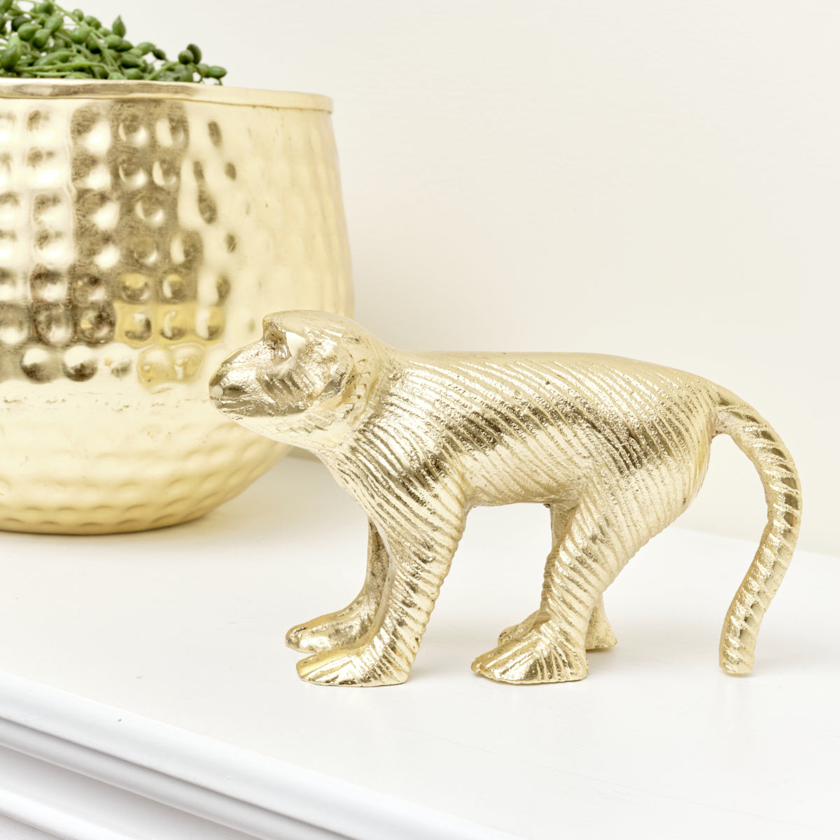 Gold Metal Standing Monkey Ornament