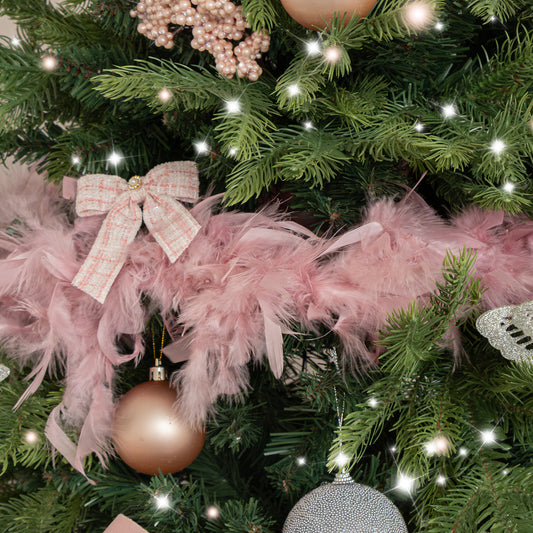 Large Pale Pink Feather Boa Christmas Garland - 182cm