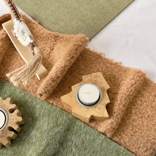 Wooden Christmas Tree Shaped Tealight Holder - 10cm