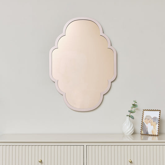  Rose Gold Curved Scalloped Framed Wall Mirror 70cm x 50cm 