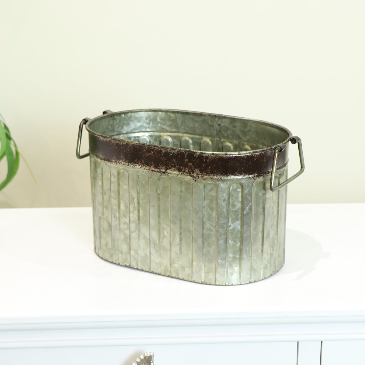 Small Rustic Metal Bucket Planter Pot