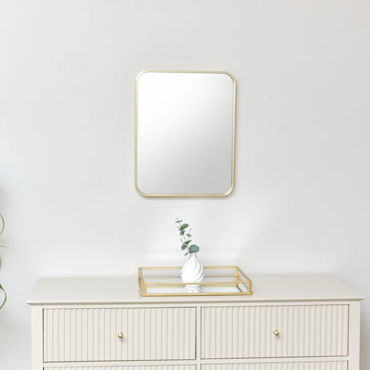 Gold Curved Framed Wall Mirror 50cm x 40cm