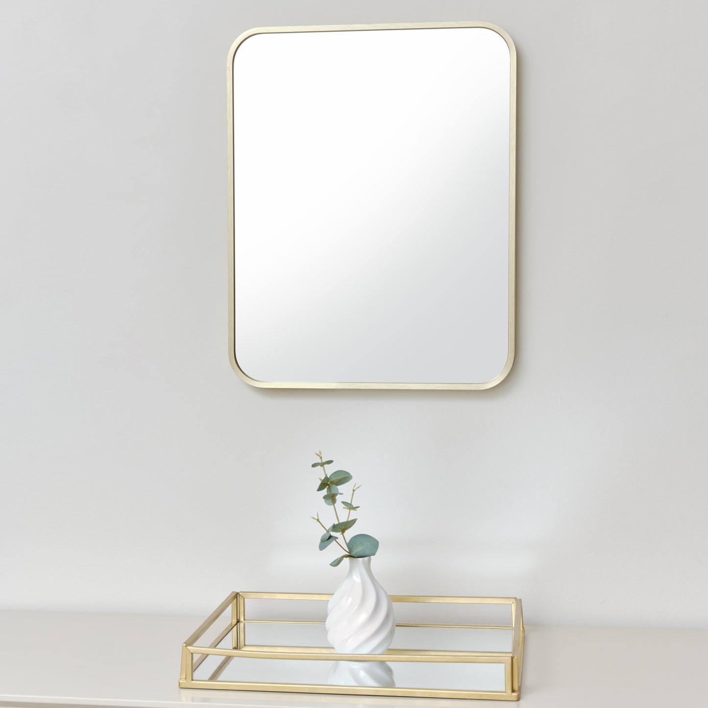 Gold Curved Framed Wall Mirror 50cm x 40cm