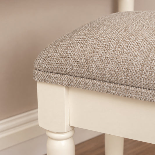Ivory Cushioned Dressing Table Stool - Charlotte Ivory Range