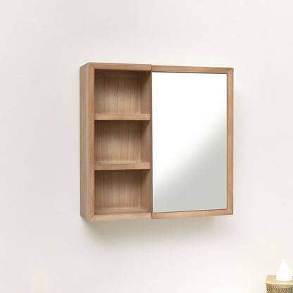 Wooden Open Shelved Mirrored Wall Cabinet 53cm x 53cm