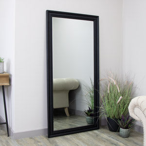 Large Matt Black Bevelled Glass Wall Mirror 158cm x 78cm