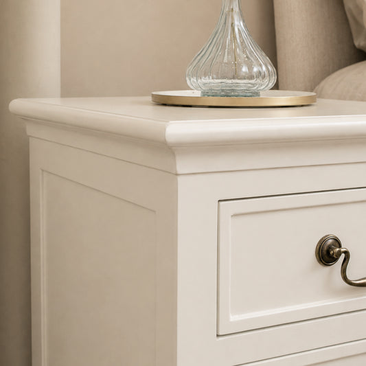 Ivory 3 Drawer Bedside Table - Charlotte Ivory Range