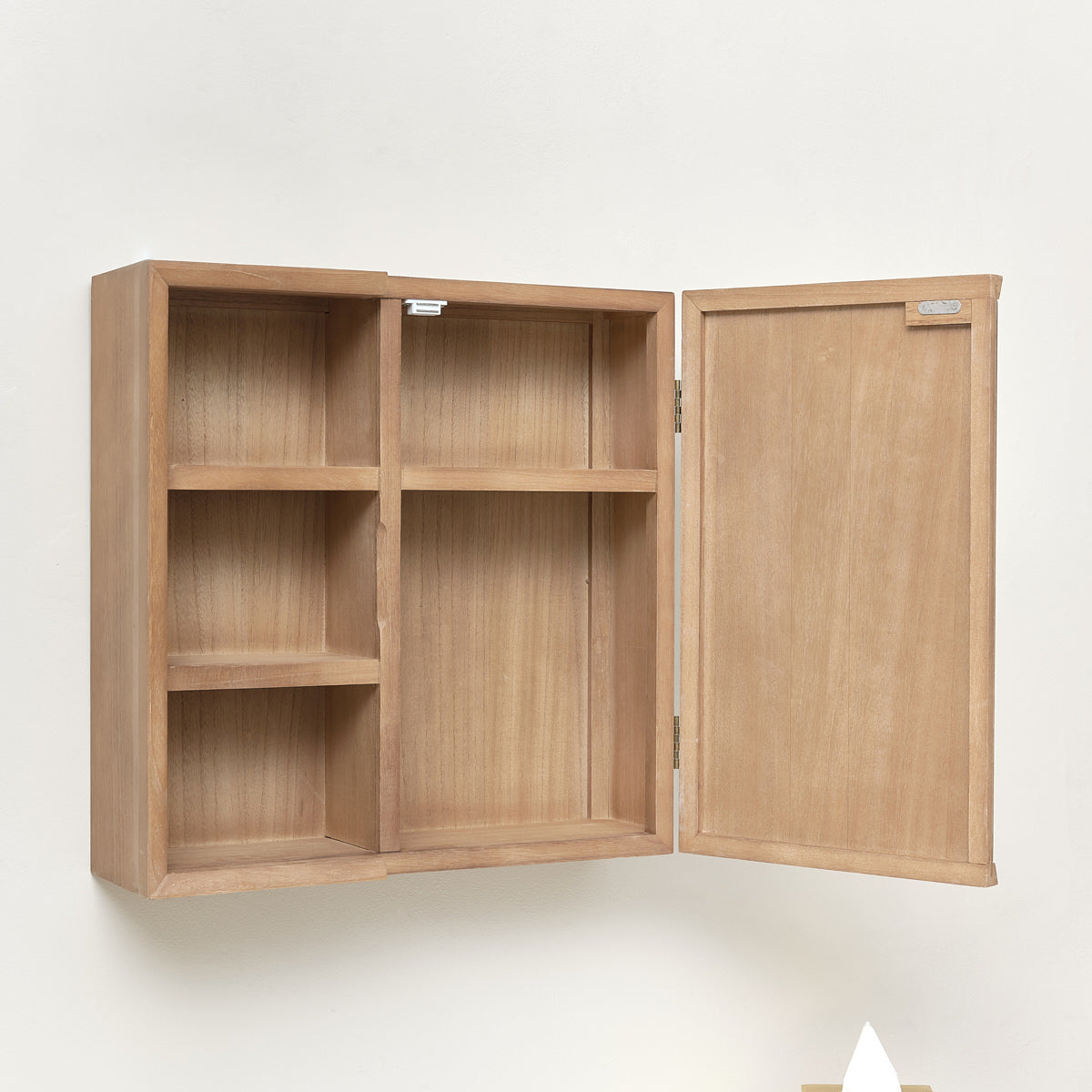 Wooden Open Shelved Mirrored Wall Cabinet 53cm x 53cm