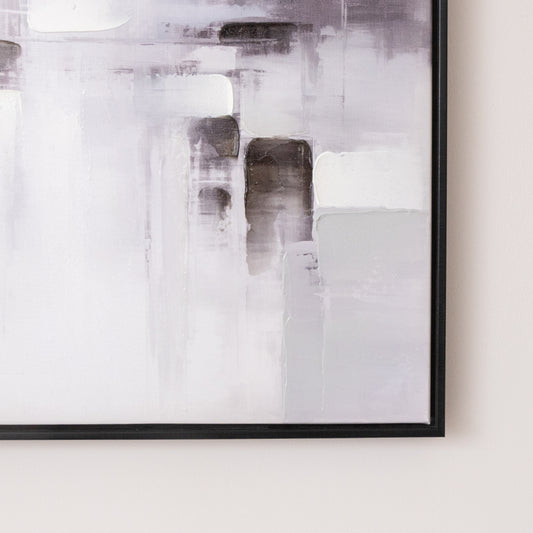 Black & White Serenity Abstract Framed Wall Art - 50cm x 50cm