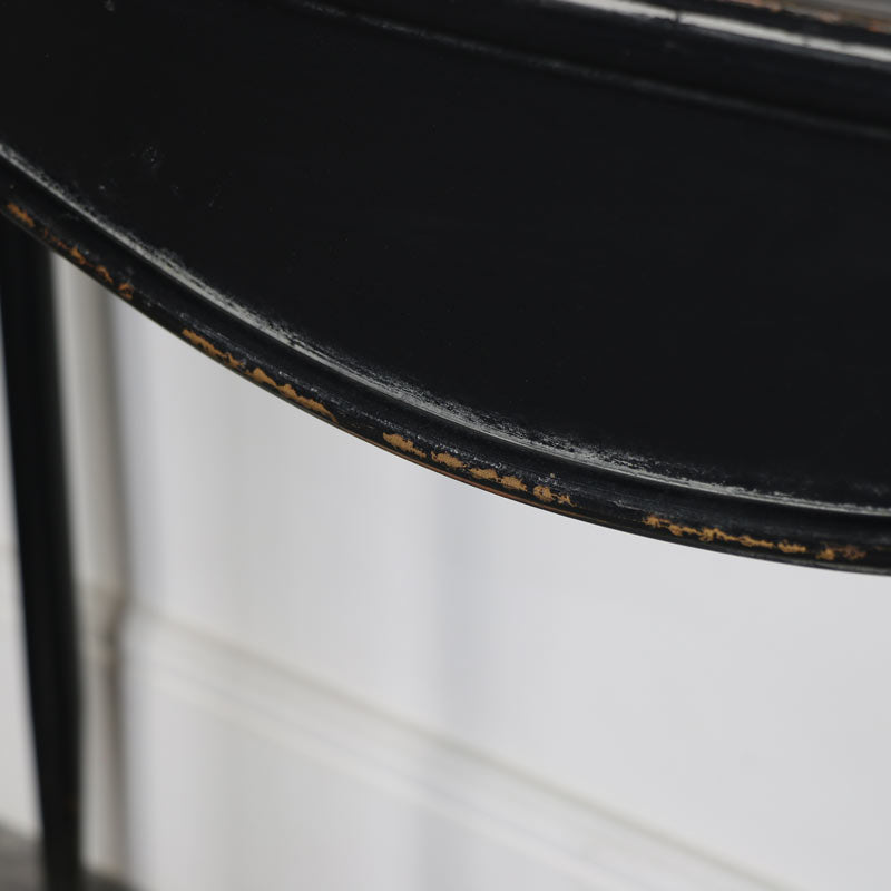 Large Vintage Half Moon Metal Console Table