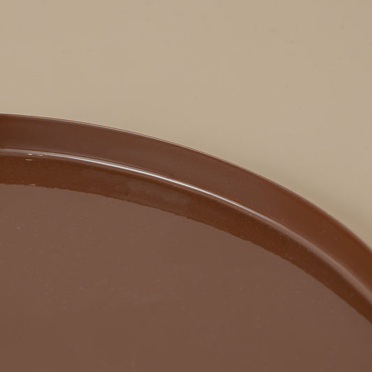 Round Metal Cappuccino Brown & Gold Display Tray