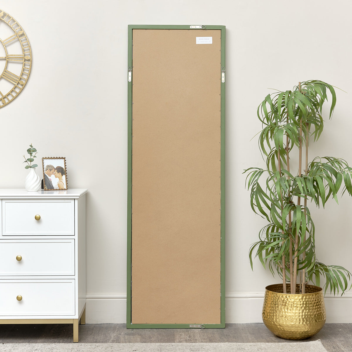 Large Rectangle Olive Green Bobbin Bobble Wall Mirror 168cm x 54cm