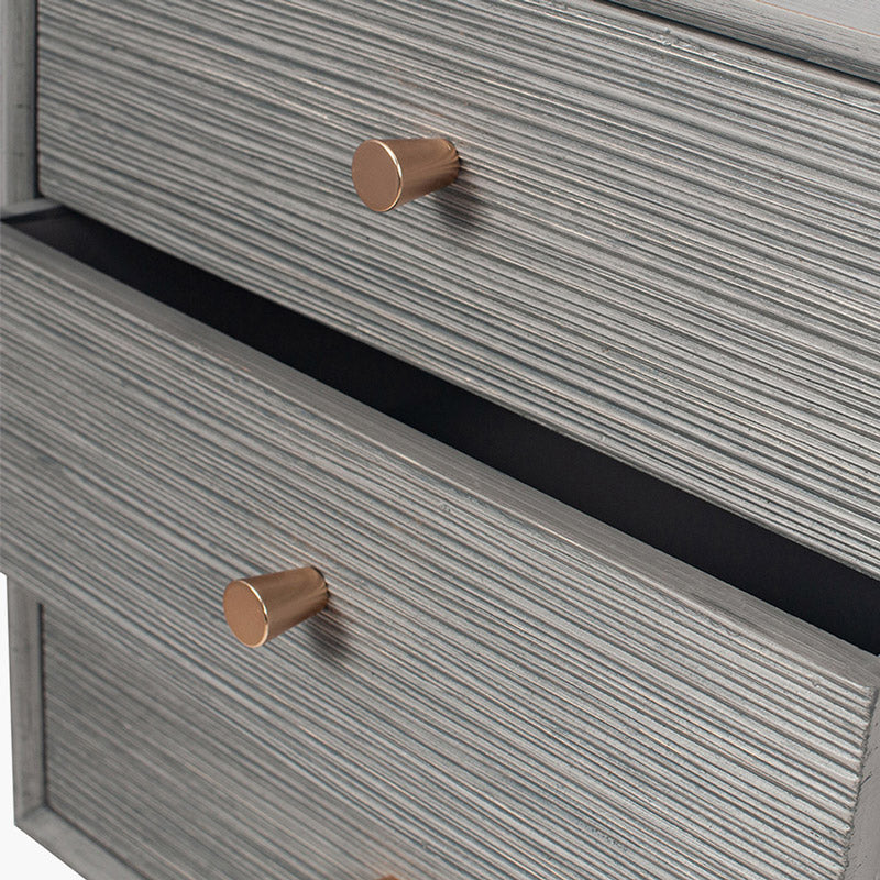 Grey 3 Drawer Bedside Table - Harlow Range