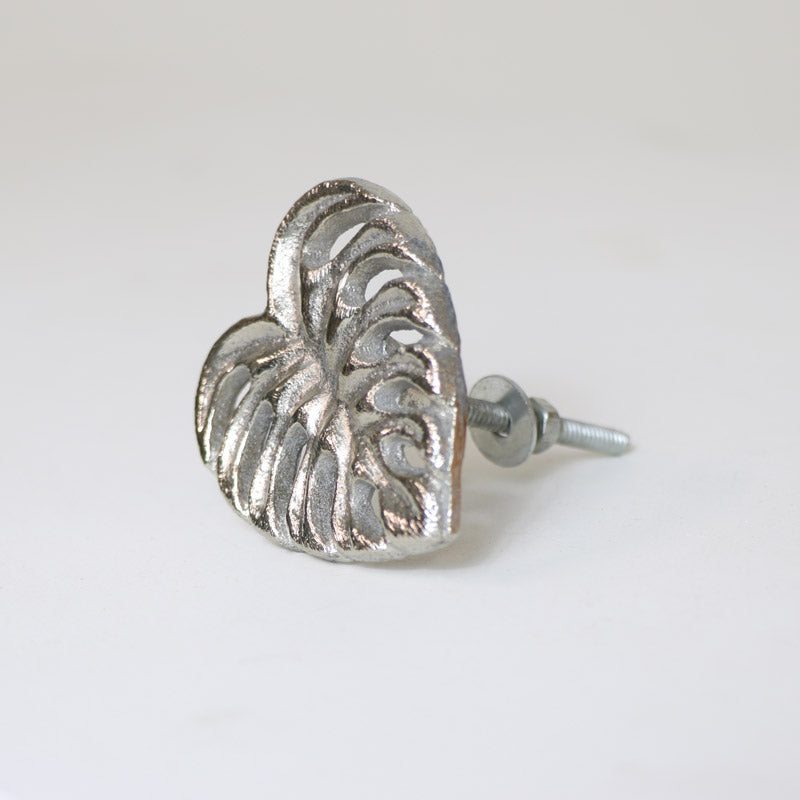 Silver Monstera Leaf Drawer Knob