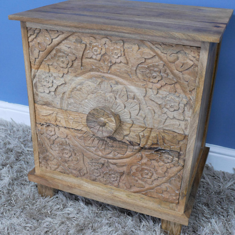 Mango Wood 2 Drawer Bedside Table