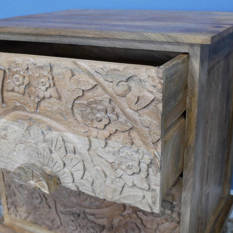 Mango Wood 2 Drawer Bedside Table