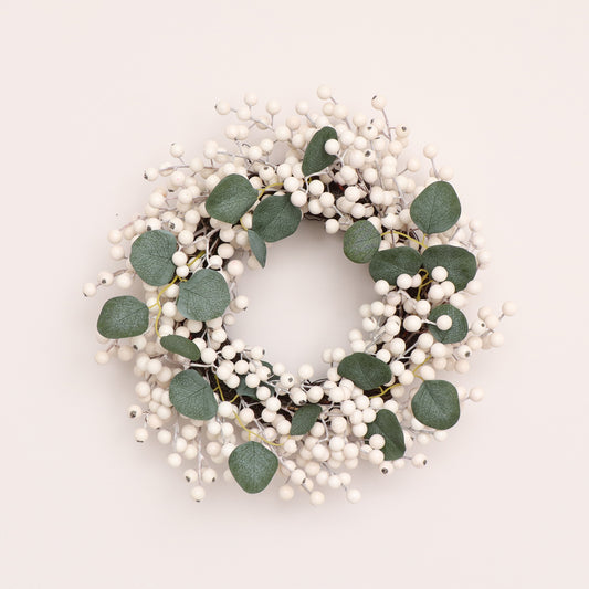 Large Green & White Berry & Eucalyptus Christmas Wreath Decoration