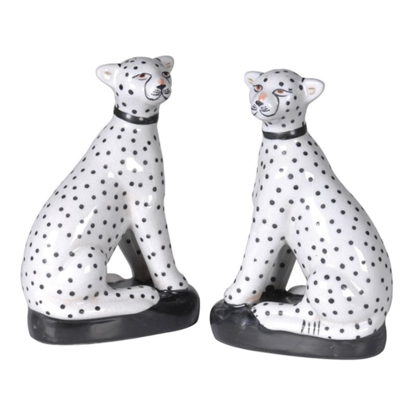 Set of 2 Sitting Leopard Ornaments