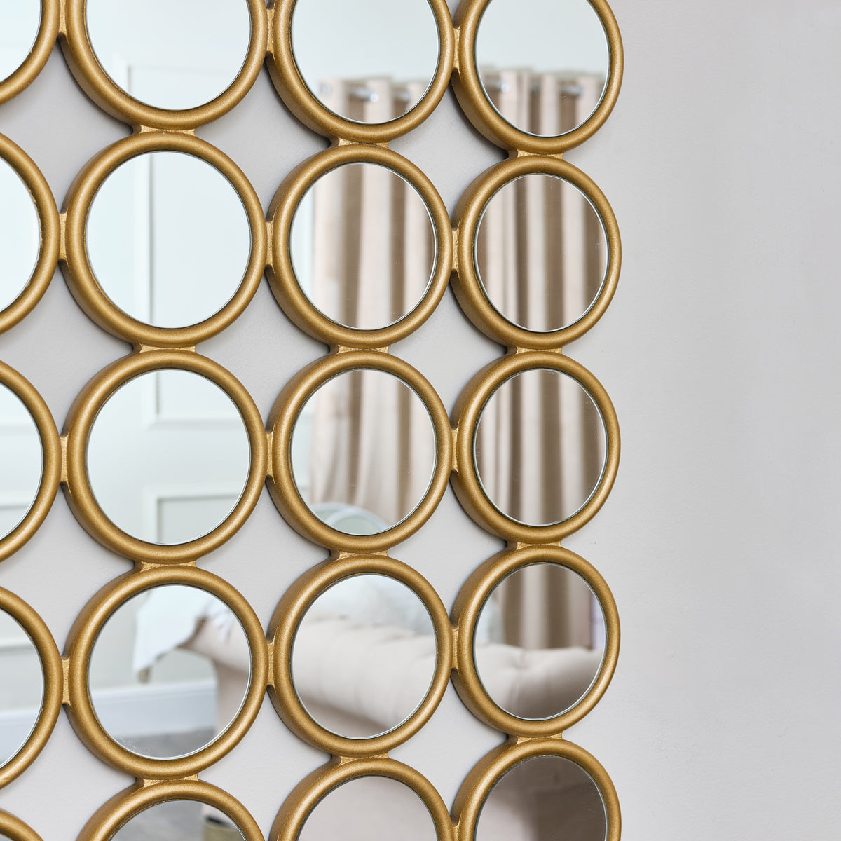 Large Gold Multi Circle Wall Mirror 95cm x 55cm