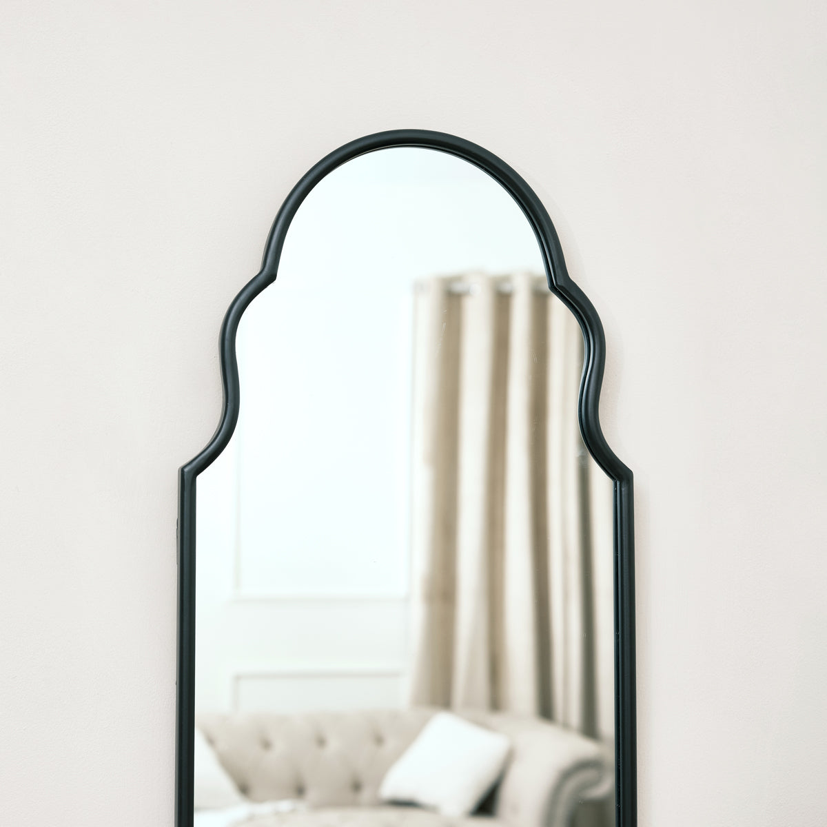 Tall Slim Black Arch Wall Mirror 133cm x 38cm