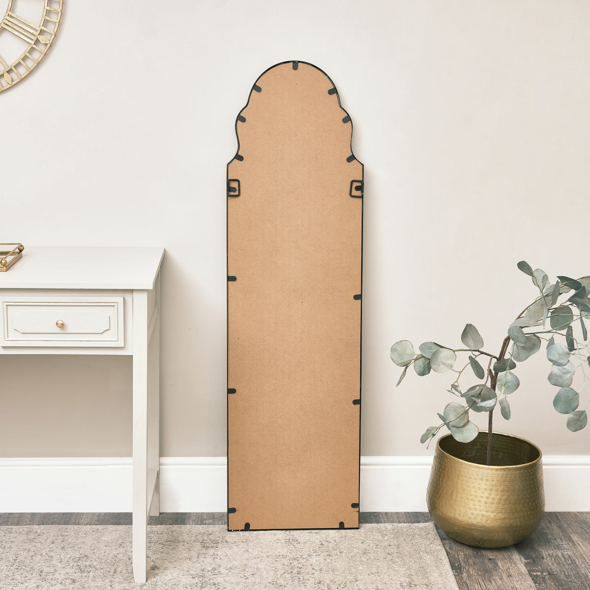Tall Slim Black Arch Wall Mirror 133cm x 38cm