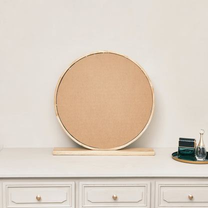 Round Wooden Freestanding Table Top Mirror