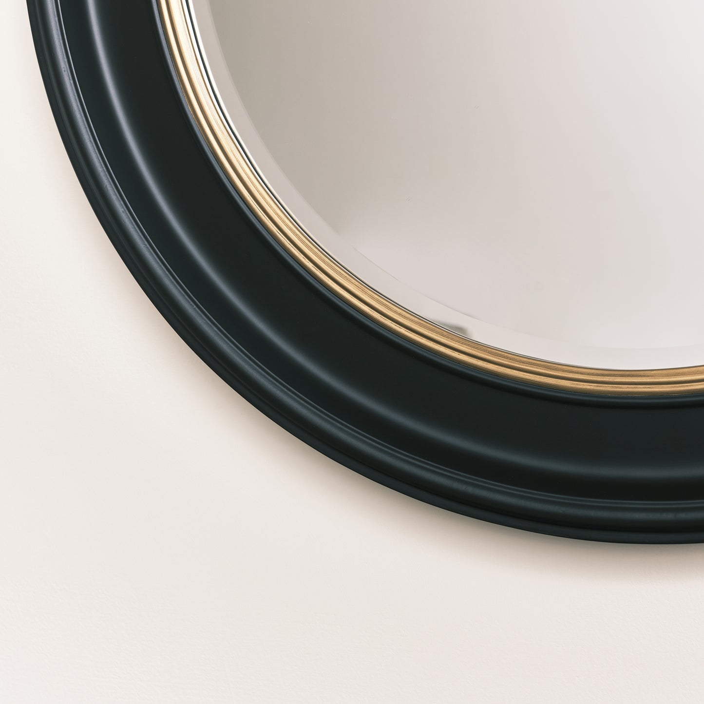 Large Round Black & Gold Wall Mirror - 80cm x 80cm