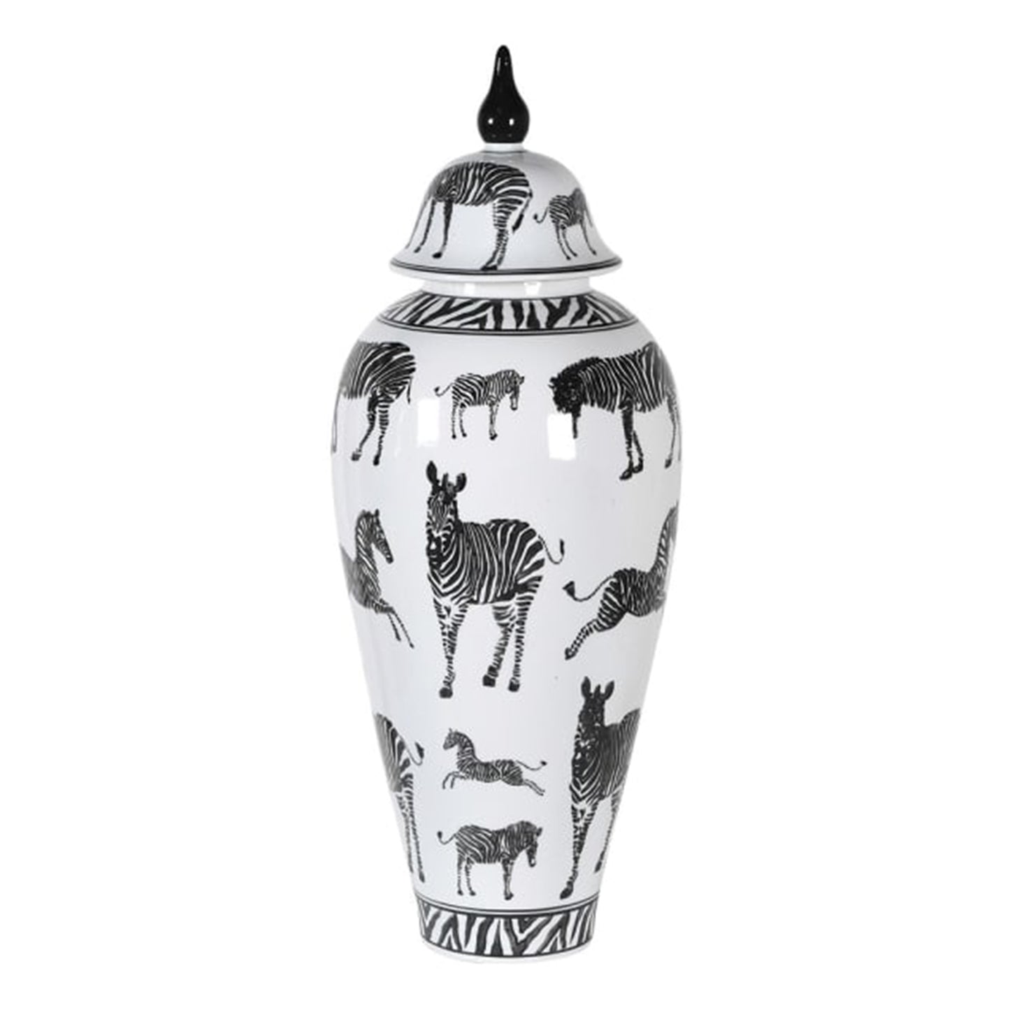 Large Zebra Print Ceramic Ginger Jar