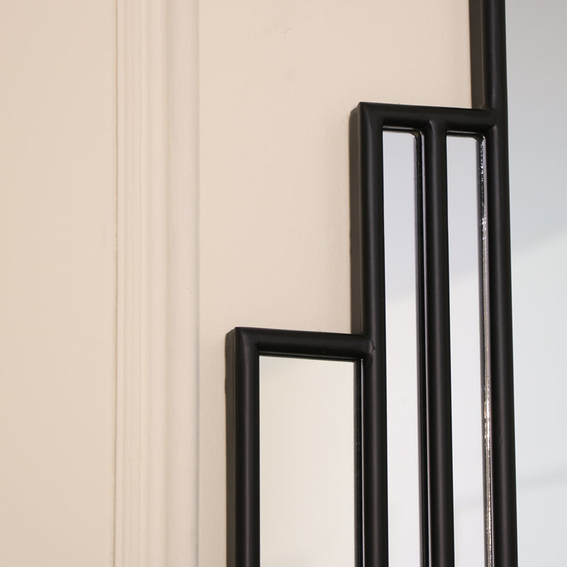Black Fan Art Deco Wall Mirror 90cm x 59cm