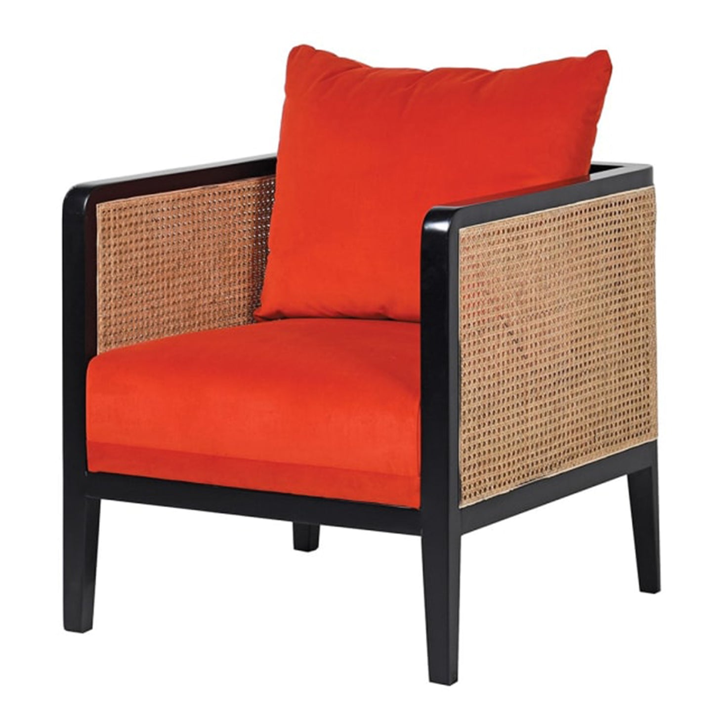 Burnt Orange & Black Rattan Chair