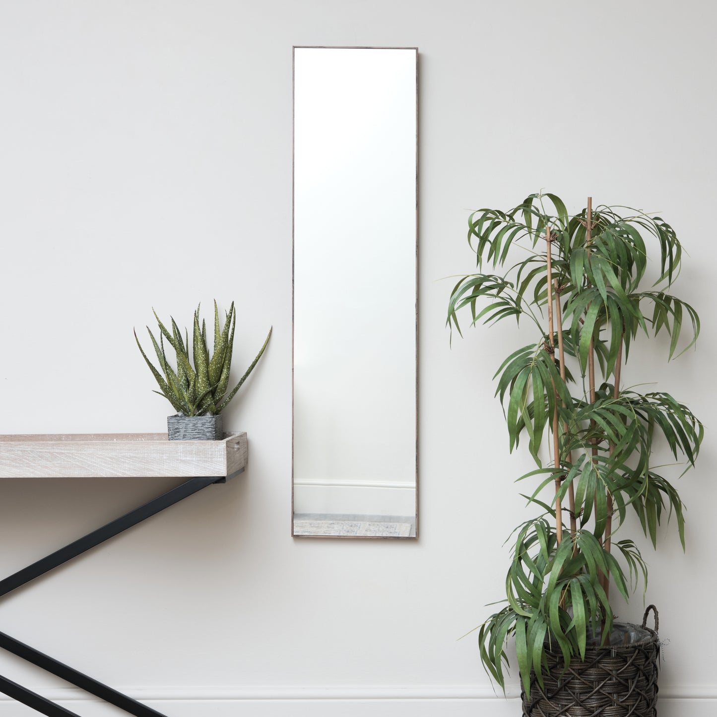 Full Length Wall Mirror with Dark Wood Frame 31cm x 121cm