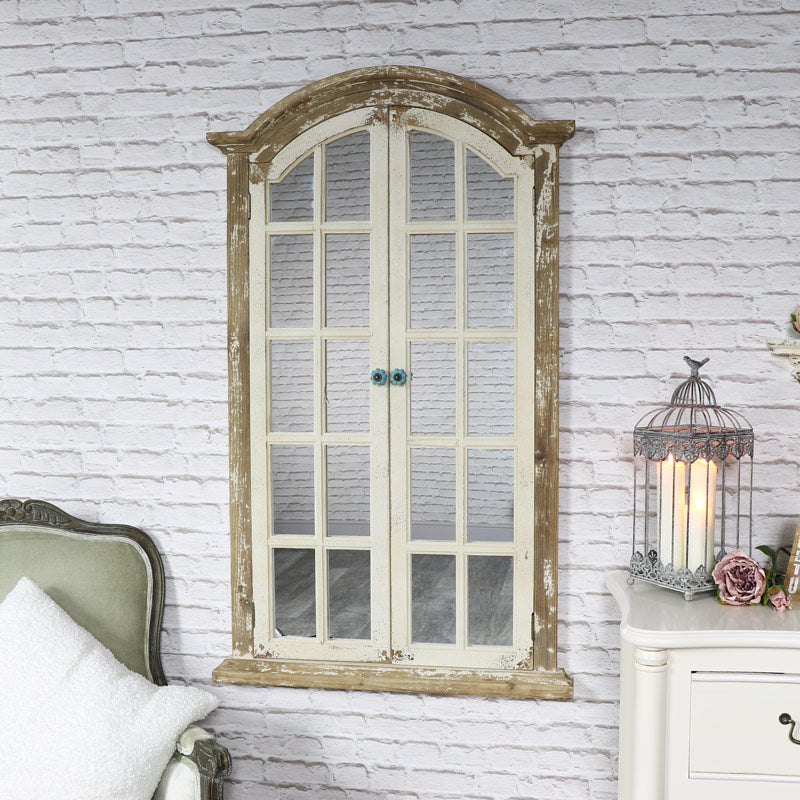 Large Rustic Shutter Style Window Mirror 73cm x 123cm