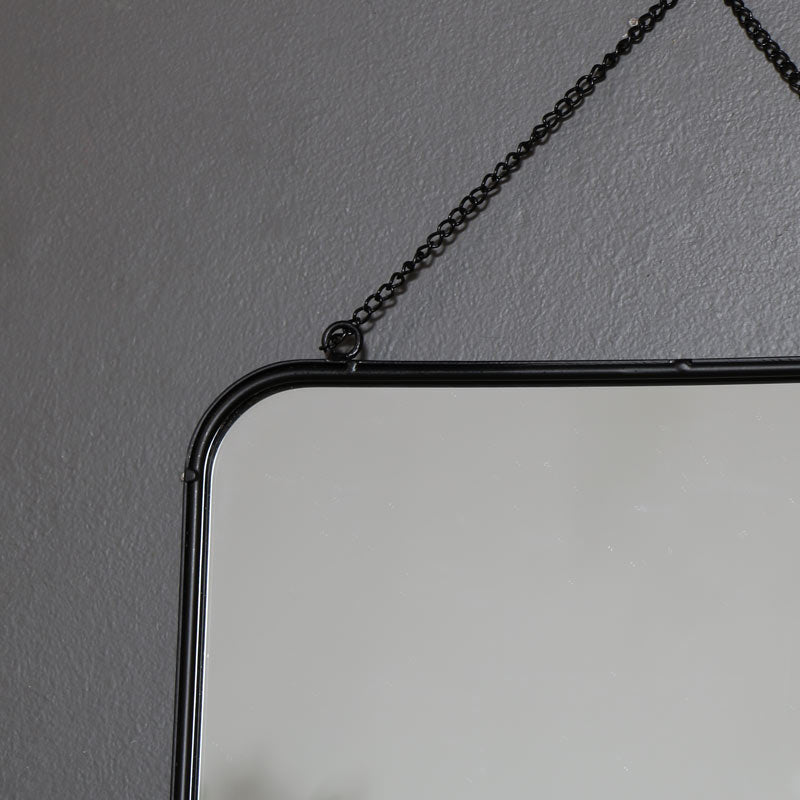 Black Metal Industrial Vanity Wall Mirror with Shelf 32cm x 50cm