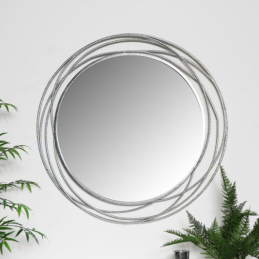  Large Round Silver Swirl Mirror 92cm x 92cm 