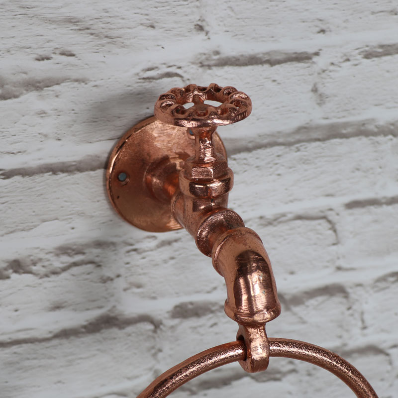 Copper Metal Tap Towel Holder