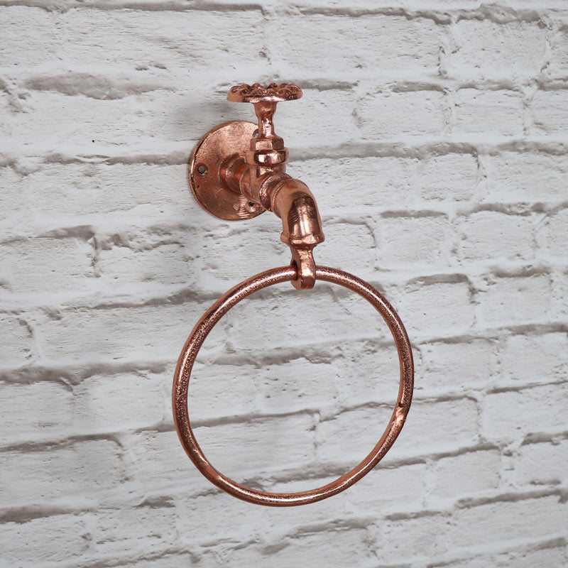 Copper Metal Tap Towel Holder