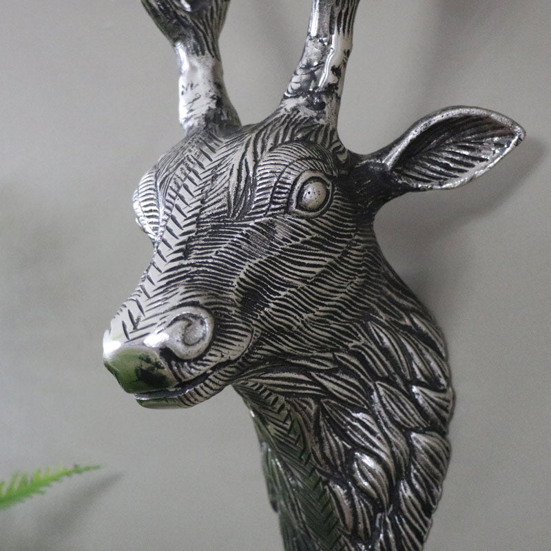 Replica Silver Metal Wall Mounted Stag Head